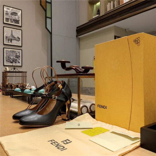 High Quality Luxury Fendi Electroplated High Heel Sandals – Style 39283 product detail
