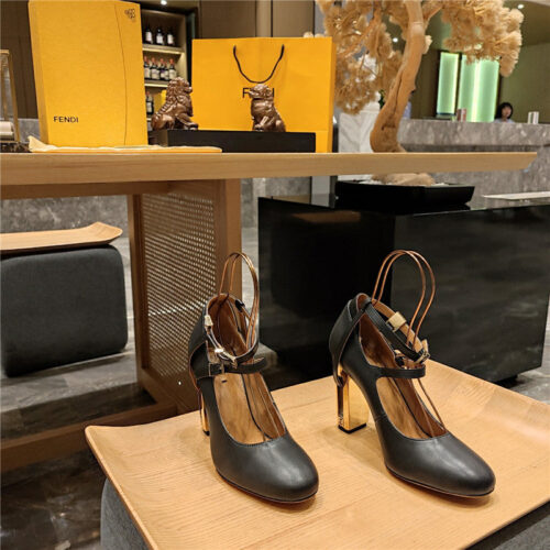 High Quality Luxury Fendi Electroplated High Heel Sandals – Style 39283