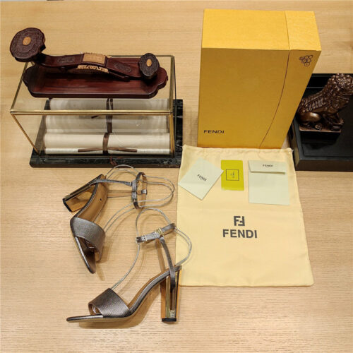High Quality Luxury Fendi Electroplated High Heel Sandals – Style 63571 product detail