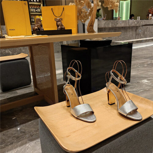 High Quality Luxury Fendi Electroplated High Heel Sandals – Style 87859