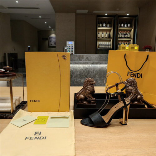 High Quality Luxury Fendi Electroplated High Heel Sandals – Style 39827 product detail