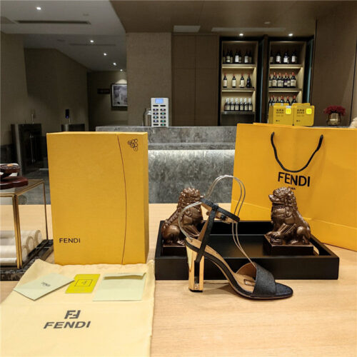 High Quality Luxury Fendi Electroplated High Heel Sandals – Style 39827 product detail