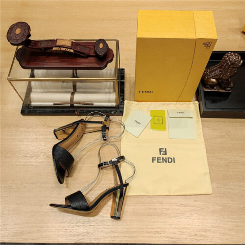 High Quality Luxury Fendi Electroplated High Heel Sandals – Style 39827 product detail