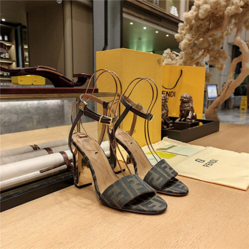 High Quality Luxury Fendi Electroplated High Heel Sandals alternate view