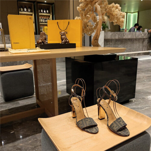 High Quality Luxury Fendi Electroplated High Heel Sandals