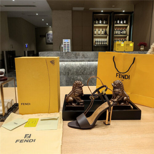 High Quality Luxury Fendi Electroplated High Heel Sandals – Style 91795 product detail