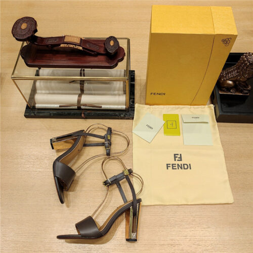High Quality Luxury Fendi Electroplated High Heel Sandals – Style 91795 product detail