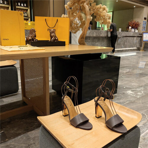 High Quality Luxury Fendi Electroplated High Heel Sandals – Style 91795