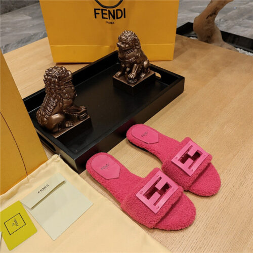 High Quality Luxury Fendi Lamb Wool Series Slippers – Style 28339 product detail