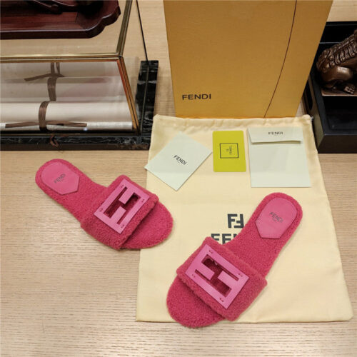 High Quality Luxury Fendi Lamb Wool Series Slippers – Style 28339 product detail