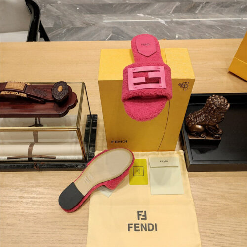 High Quality Luxury Fendi Lamb Wool Series Slippers – Style 28339 product detail