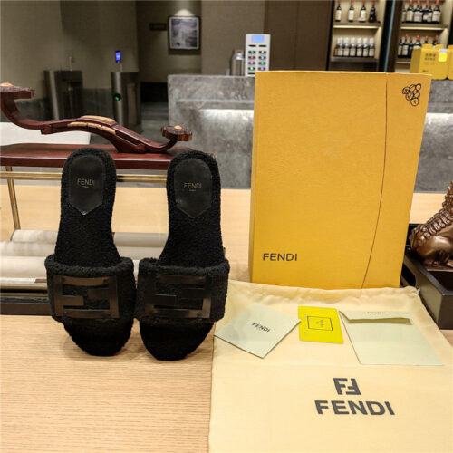 High Quality Luxury Fendi Lamb Wool Series Slippers – Style 54323 product detail