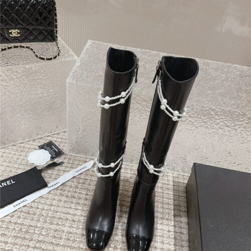High Quality Luxury Chanel Pearl Accessories High Heel Boots – Style 75206 alternate view