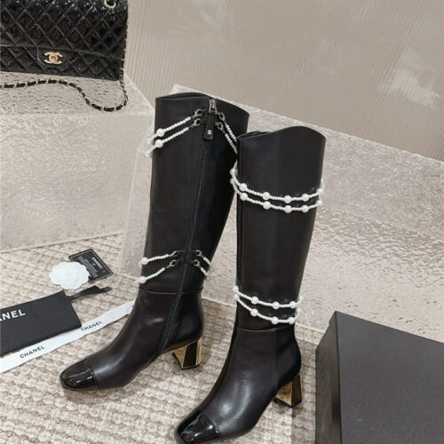High Quality Luxury Chanel Pearl Accessories High Heel Boots – Style 75206