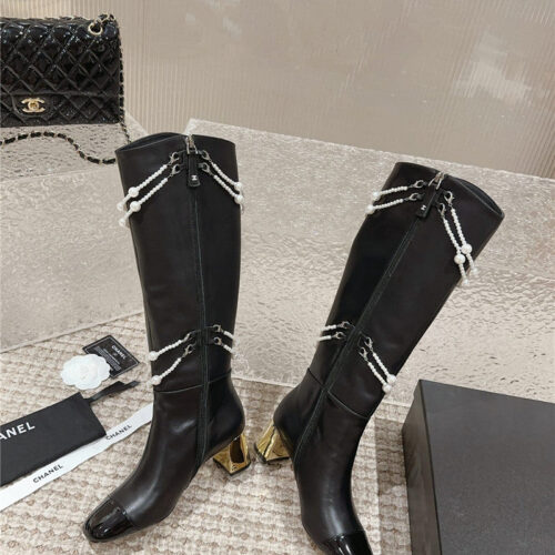 High Quality Luxury Chanel Pearl Accessories High Heel Boots – Style 75206 product detail