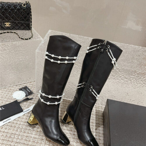High Quality Luxury Chanel Pearl Accessories High Heel Boots – Style 75206 product detail
