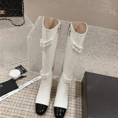 High Quality Luxury Chanel Pearl Accessories High Heel Boots – Style 39046 alternate view