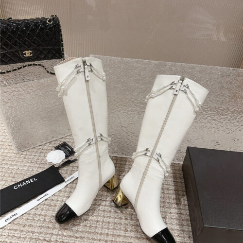 High Quality Luxury Chanel Pearl Accessories High Heel Boots – Style 39046 product detail