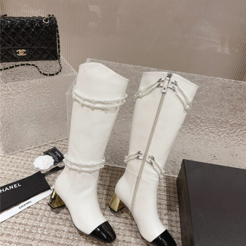 High Quality Luxury Chanel Pearl Accessories High Heel Boots – Style 39046 product detail