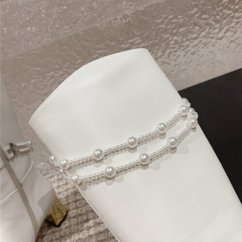 High Quality Luxury Chanel Pearl Accessories High Heel Boots – Style 39046 product detail