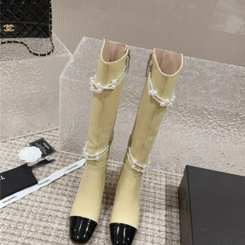 High Quality Luxury Chanel Pearl Accessories High Heel Boots – Style 02886 alternate view