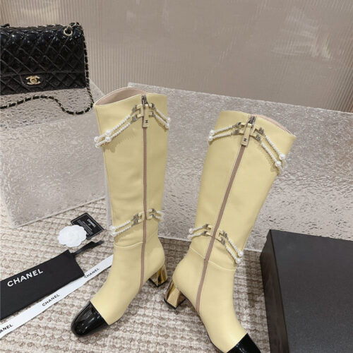 High Quality Luxury Chanel Pearl Accessories High Heel Boots – Style 02886 product detail