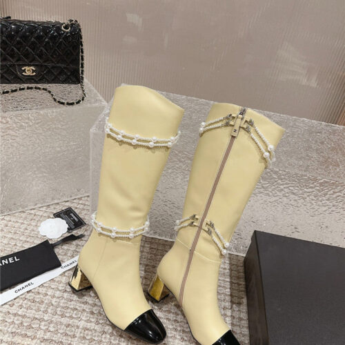 High Quality Luxury Chanel Pearl Accessories High Heel Boots – Style 02886 product detail