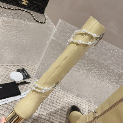 High Quality Luxury Chanel Pearl Accessories High Heel Boots – Style 02886 product detail