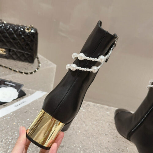 High Quality Luxury Chanel Pearl Accessories High Heel Boots product detail