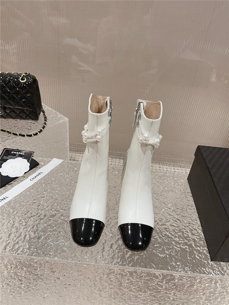 High Quality Luxury Chanel Pearl Accessories High Heel Boots – Style 96102 product detail