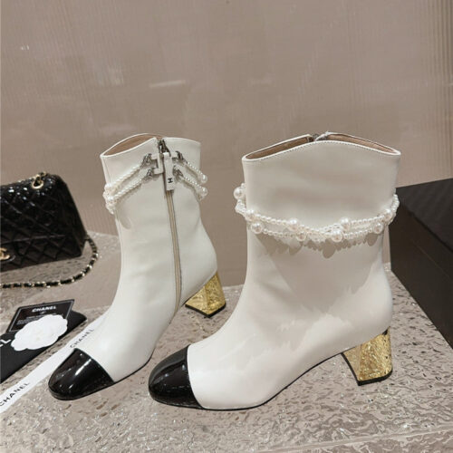 High Quality Luxury Chanel Pearl Accessories High Heel Boots – Style 96102