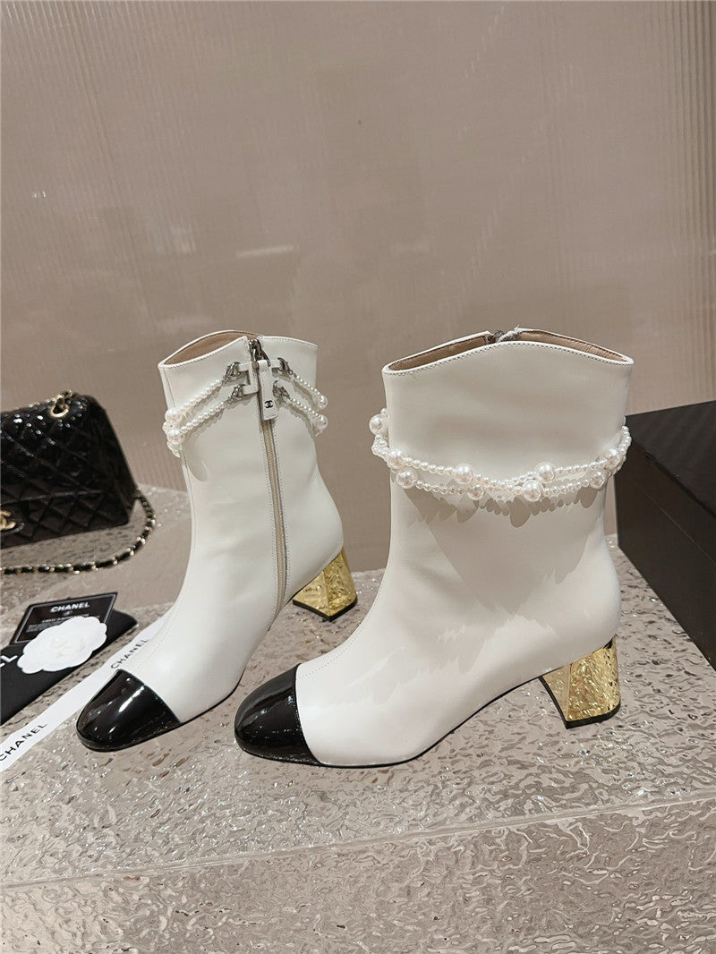 High Quality Luxury Chanel Pearl Accessories High Heel Boots – Style 96102