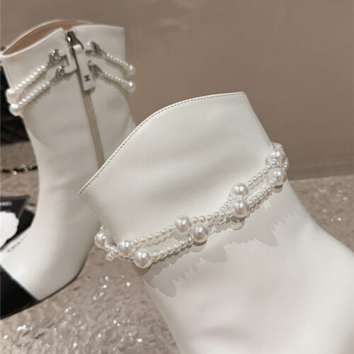 High Quality Luxury Chanel Pearl Accessories High Heel Boots – Style 96102 product detail