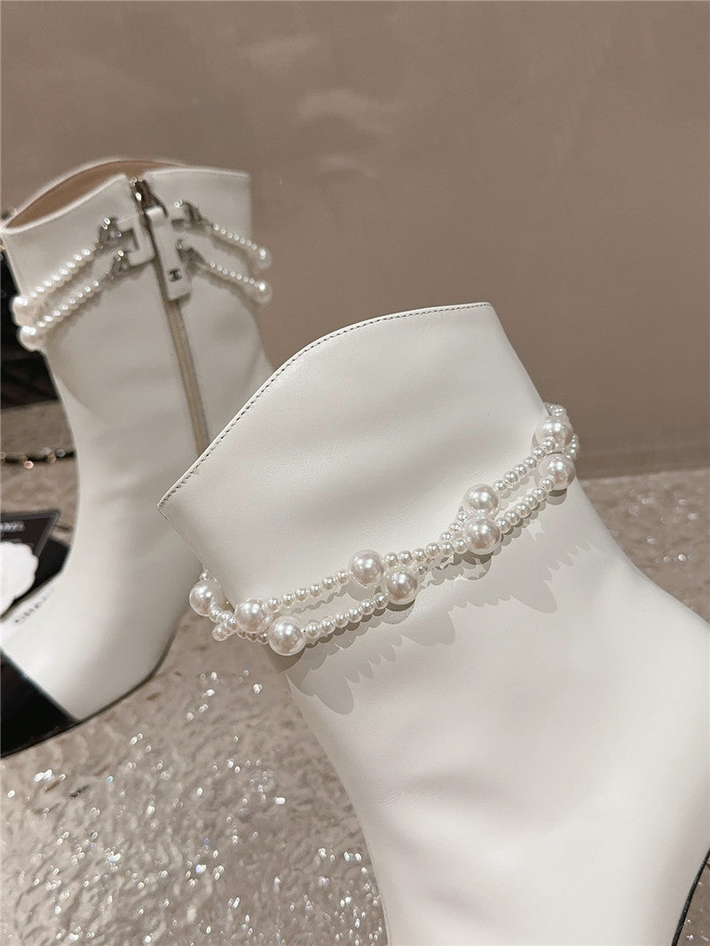 High Quality Luxury Chanel Pearl Accessories High Heel Boots – Style 96102 product detail