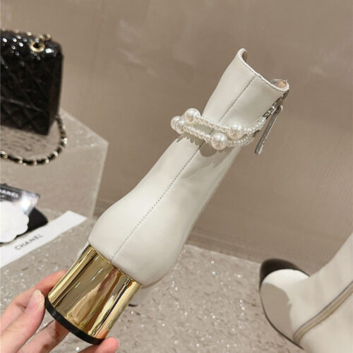 High Quality Luxury Chanel Pearl Accessories High Heel Boots – Style 96102 product detail