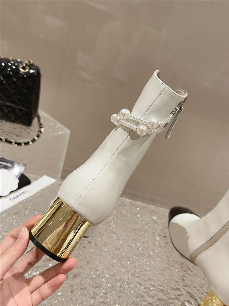 High Quality Luxury Chanel Pearl Accessories High Heel Boots – Style 96102 product detail