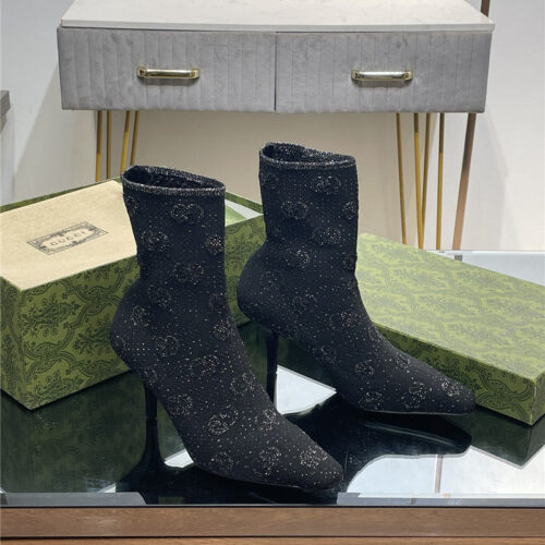 High Quality Luxury Gucci New GG Knitted Ankle Boots