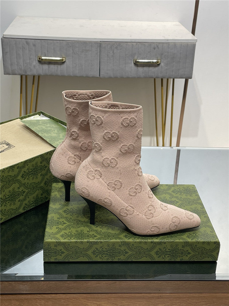 High Quality Luxury Gucci New GG Knitted Ankle Boots – Style 62259 product detail