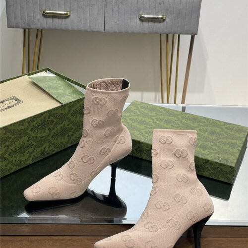 High Quality Luxury Gucci New GG Knitted Ankle Boots – Style 62259 product detail