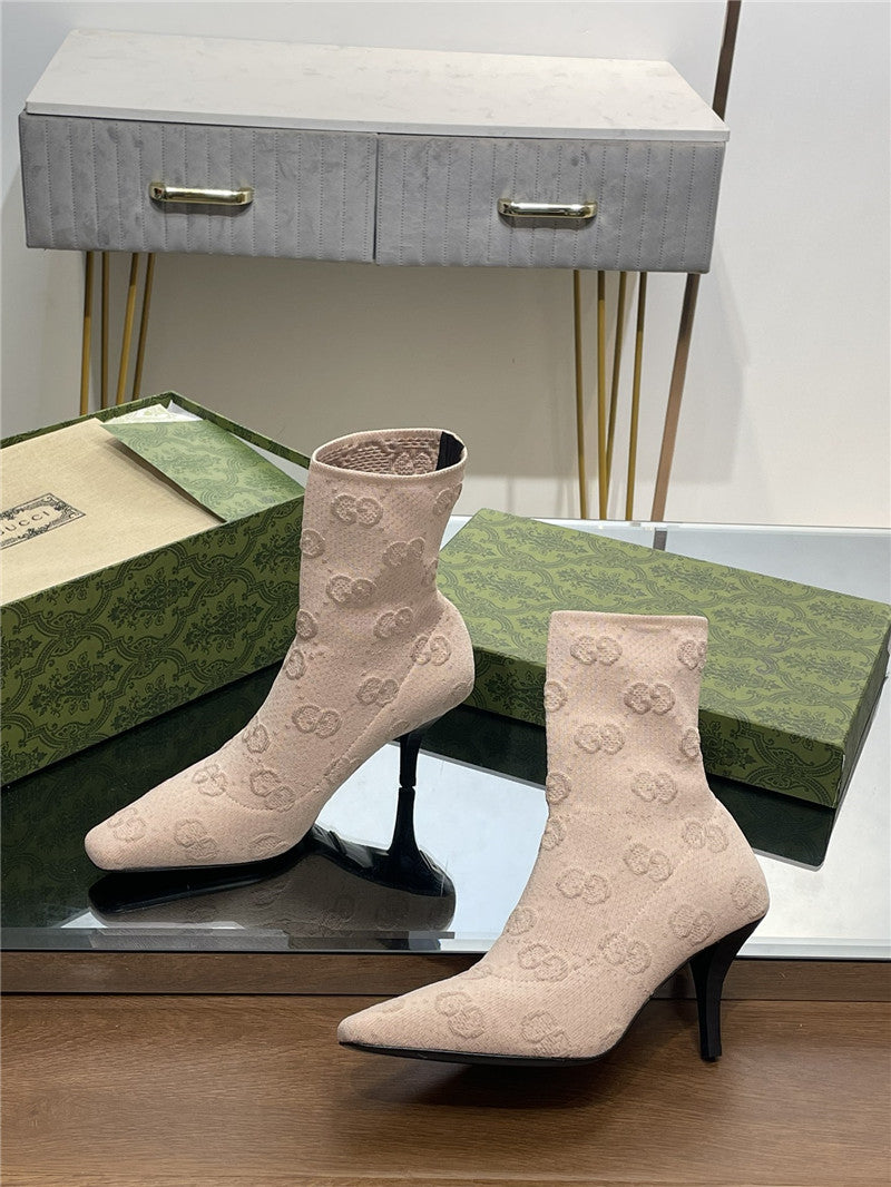 High Quality Luxury Gucci New GG Knitted Ankle Boots – Style 62259 product detail