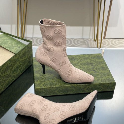 High Quality Luxury Gucci New GG Knitted Ankle Boots – Style 62259 product detail