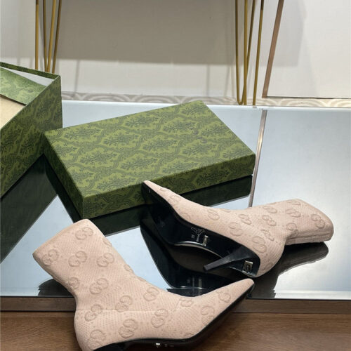 High Quality Luxury Gucci New GG Knitted Ankle Boots – Style 62259 product detail