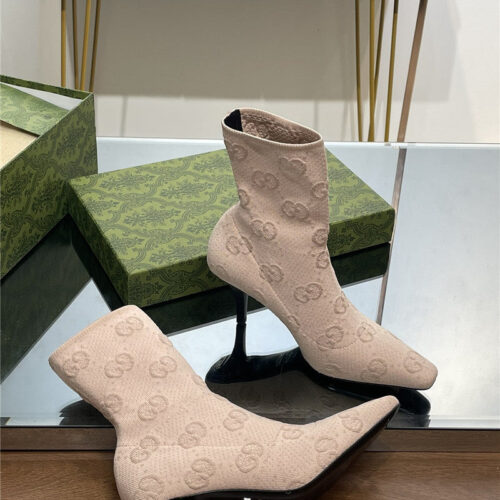 High Quality Luxury Gucci New GG Knitted Ankle Boots – Style 62259 product detail