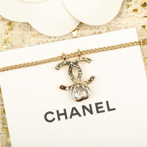 High Quality Luxury Chanel Double C Peach Heart Necklace alternate view