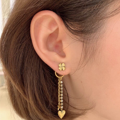 High Quality Luxury Dior Clover Cd Love Left And Right Earrings alternate view