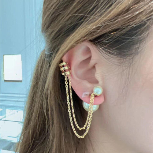 High Quality Luxury Dior Tassel Pearl Earring Clip alternate view
