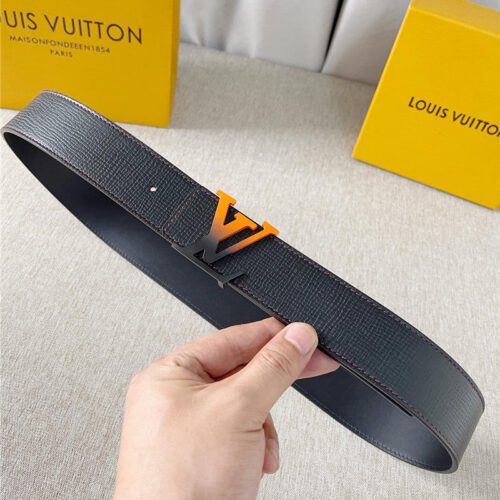 High Quality Luxury Louis Vuitton Two-Color Letter Buckle Double-Sided Belt – Style 28870 alternate view