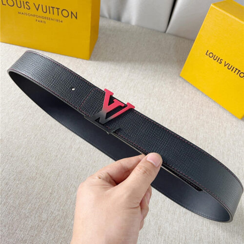 High Quality Luxury Louis Vuitton Two-Color Letter Buckle Double-Sided Belt – Style 61638 alternate view