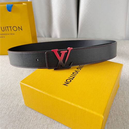 High Quality Luxury Louis Vuitton Two-Color Letter Buckle Double-Sided Belt – Style 61638