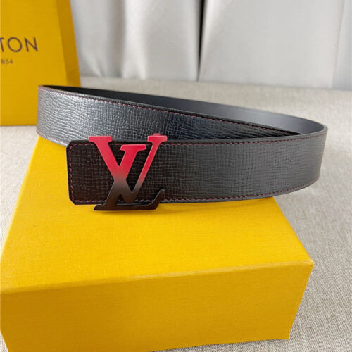 High Quality Luxury Louis Vuitton Two-Color Letter Buckle Double-Sided Belt – Style 61638 product detail